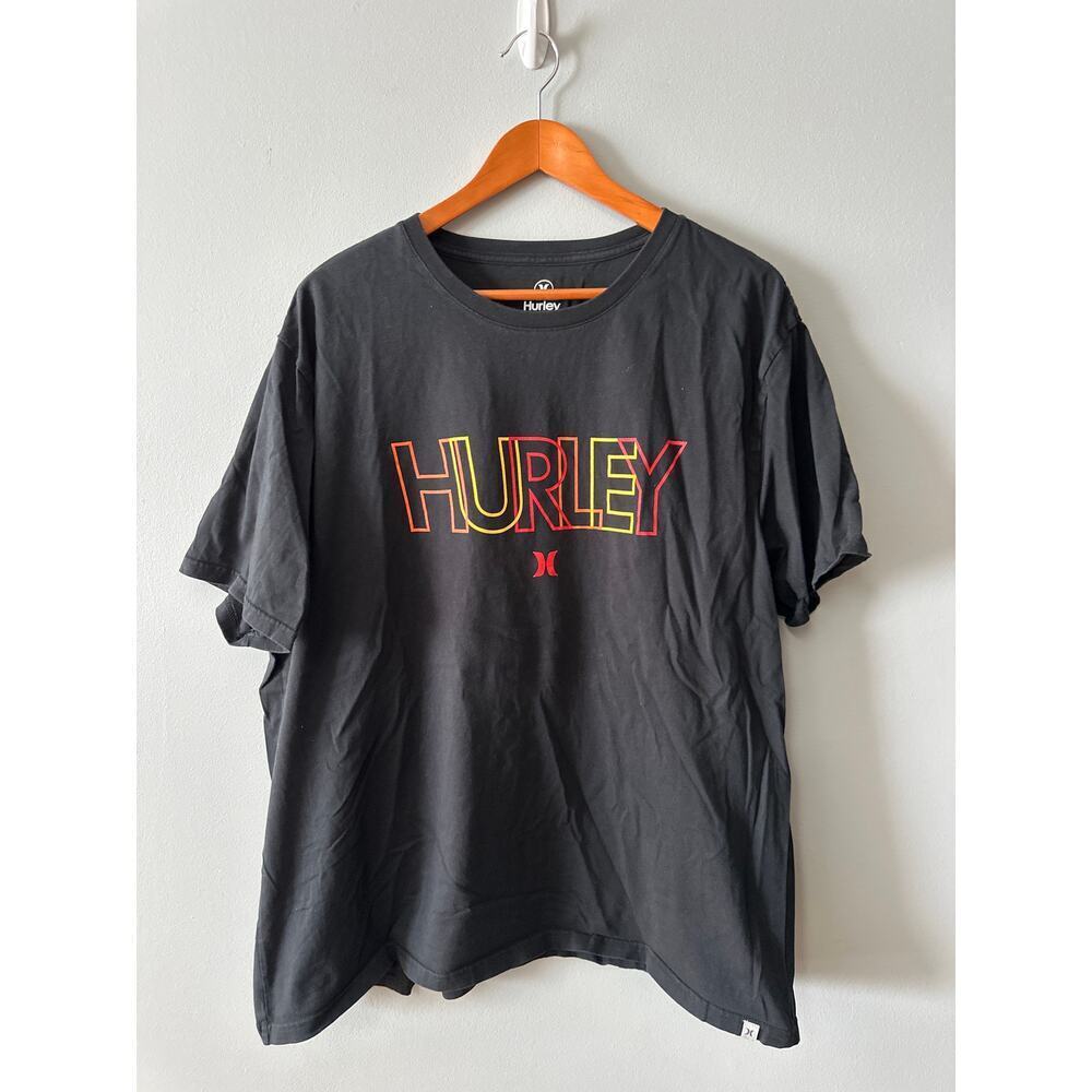 Hurley T Shirt Mens XXL Black Graphic Logo Short Sleeve Surf Skate Casual Tee